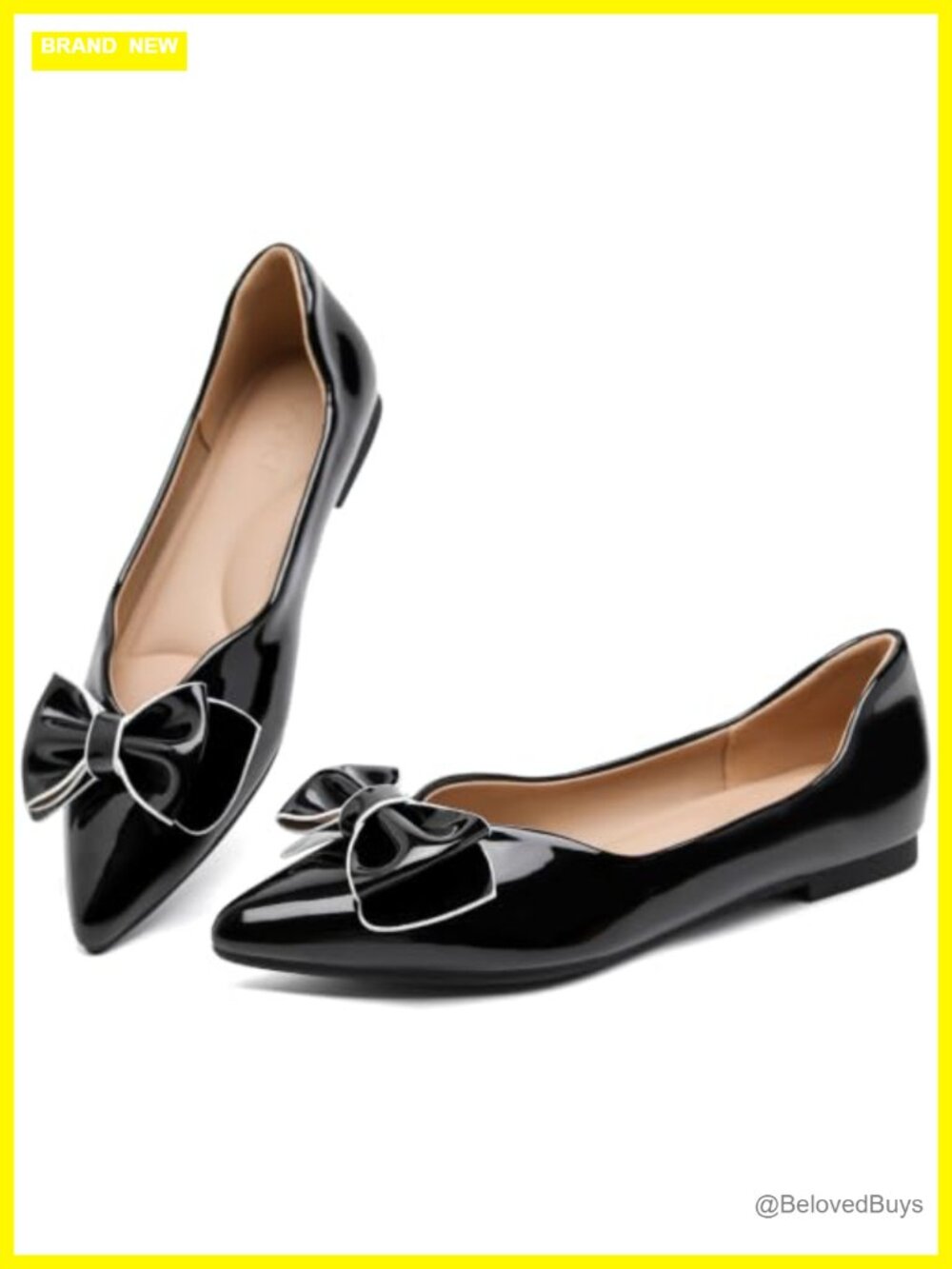 Women's Pointed Toe Flats Faux Patent Leather Slip-On Dress Shoes Comfort